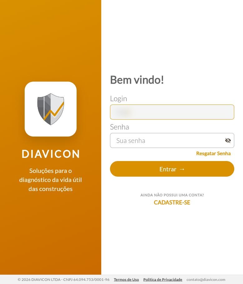 Tela de login com campos Login e Senha