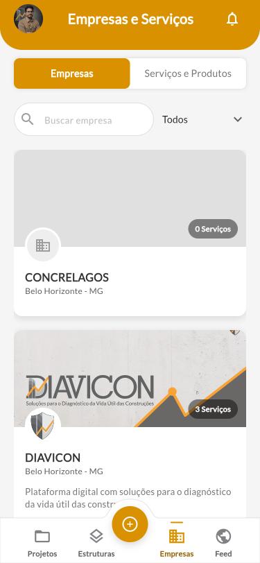 Lista de empresas no celular