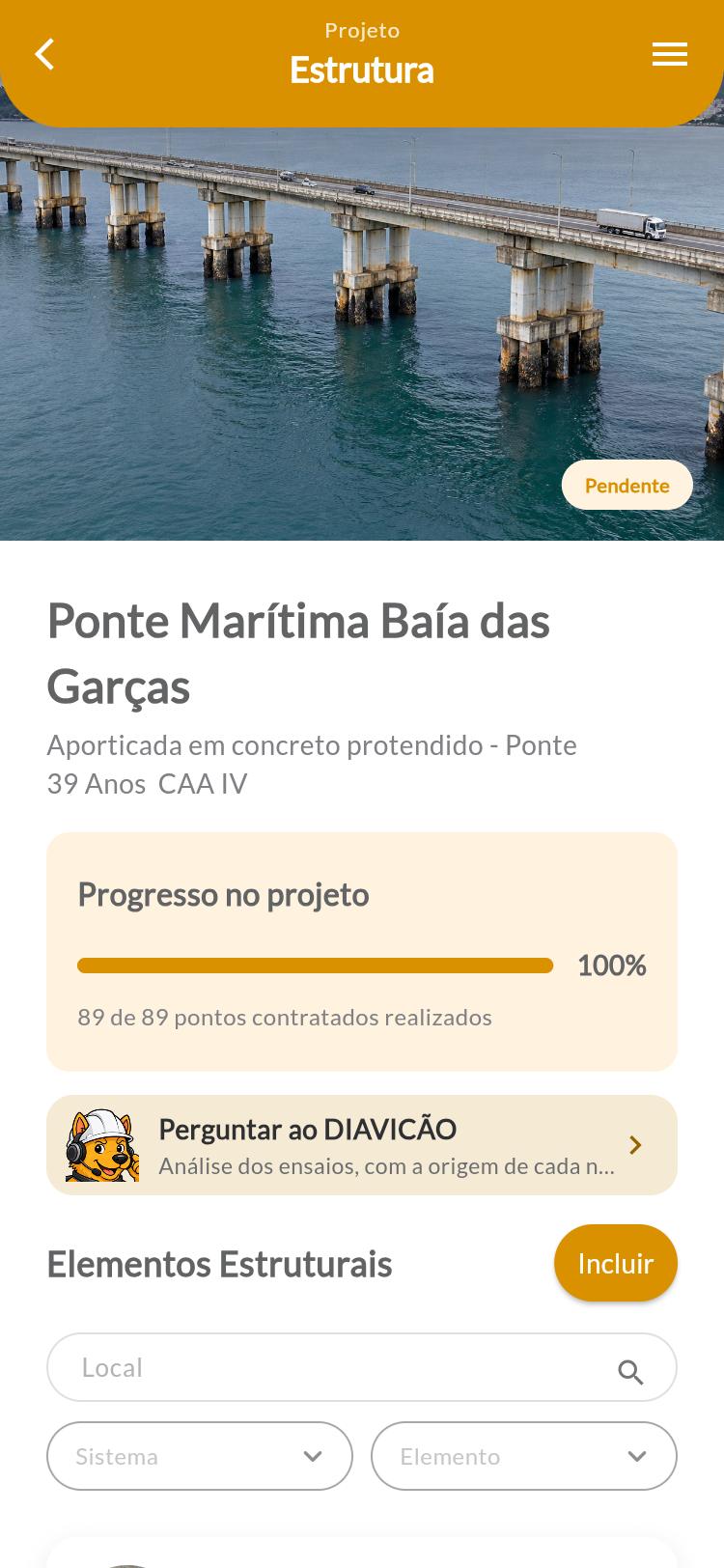 Página da Ponte Marítima no celular