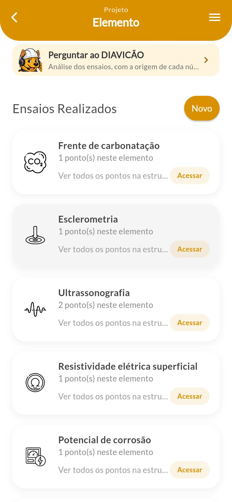 Ensaios realizados no Pilar P5-A no celular