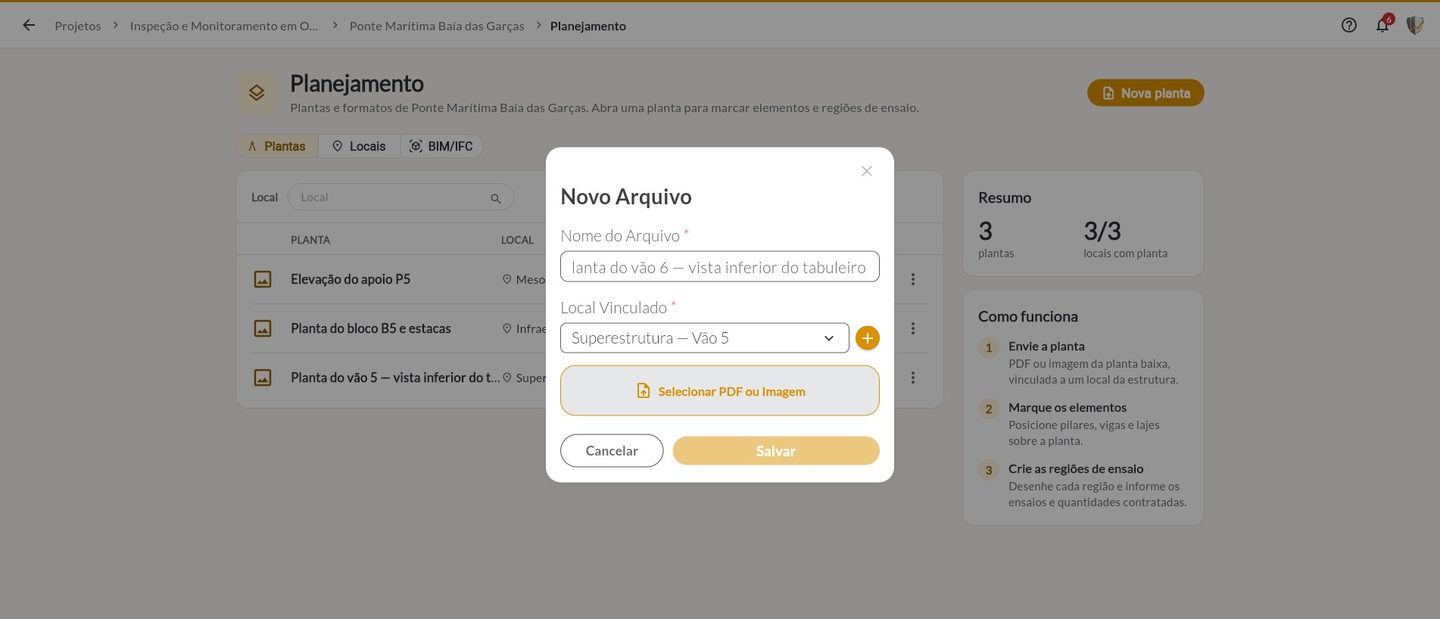 Popup Novo arquivo com nome e local vinculado preenchidos