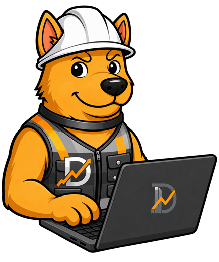 DIAVICÃO, mascote da DIAVICON, usando a plataforma no notebook